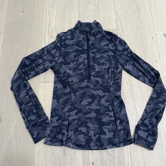 Lululemon Jackets & Blazers - Lululemon Run Briskly 1/2 Zip Heritage Camo Jacquard Black Lunar Rock Size 4